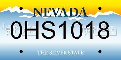 0HS1018 Nevada License Plate