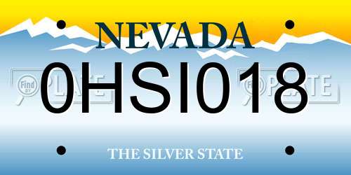 0HSI018 Nevada License Plate