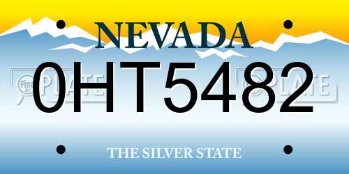 0HT5482 Nevada License Plate