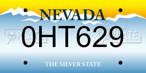 0HT629 Nevada License Plate