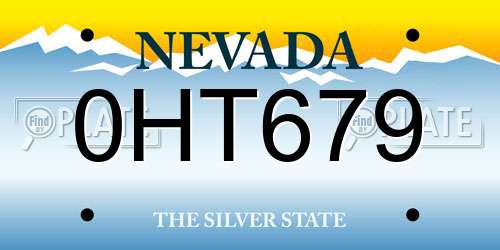 0HT679 Nevada License Plate