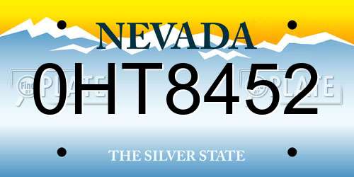 0HT8452 Nevada License Plate