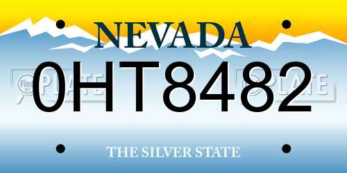 0HT8482 Nevada License Plate