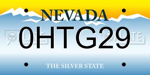 0HTG29 Nevada License Plate