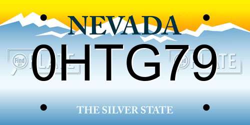 0HTG79 Nevada License Plate