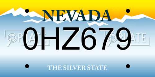 0HZ679 Nevada License Plate