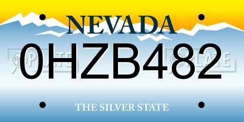 0HZB482 Nevada License Plate