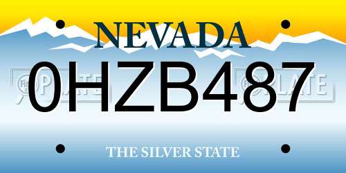 0HZB487 Nevada License Plate