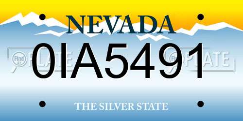 0IA5491 Nevada License Plate