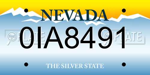 0IA8491 Nevada License Plate