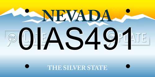 0IAS491 Nevada License Plate