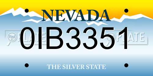 0IB3351 Nevada License Plate