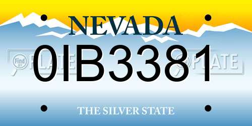 0IB3381 Nevada License Plate