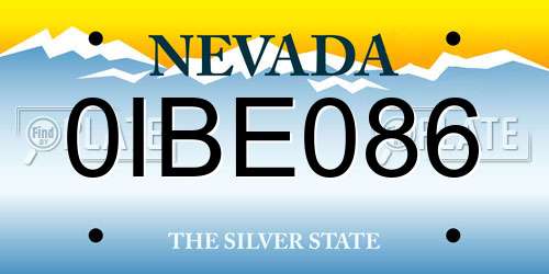 0IBE086 Nevada License Plate