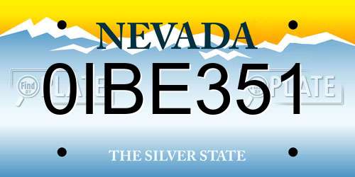 0IBE351 Nevada License Plate