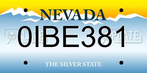 0IBE381 Nevada License Plate