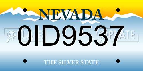 0ID9537 Nevada License Plate