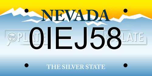 0IEJ58 Nevada License Plate