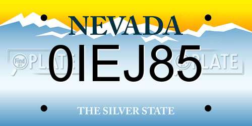 0IEJ85 Nevada License Plate