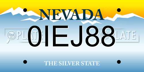 0IEJ88 Nevada License Plate