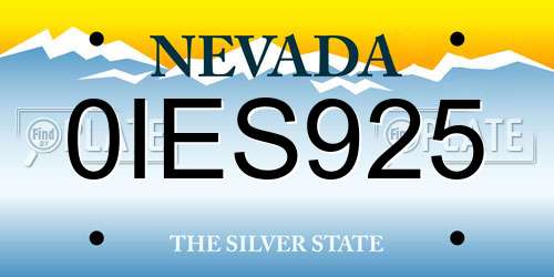 0IES925 Nevada License Plate