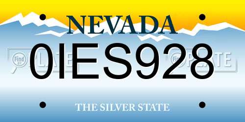 0IES928 Nevada License Plate