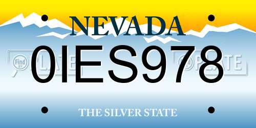 0IES978 Nevada License Plate