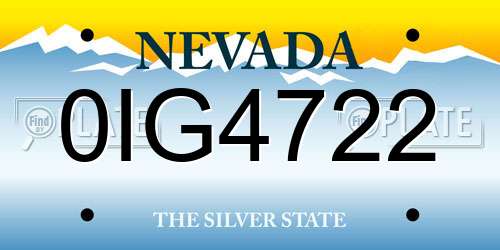 0IG4722 Nevada License Plate