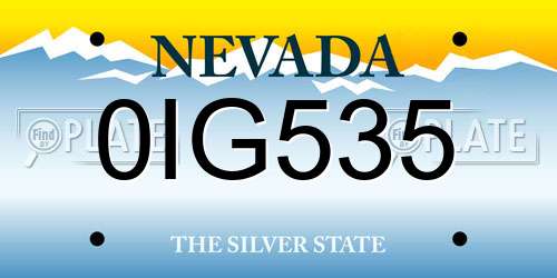 0IG535 Nevada License Plate