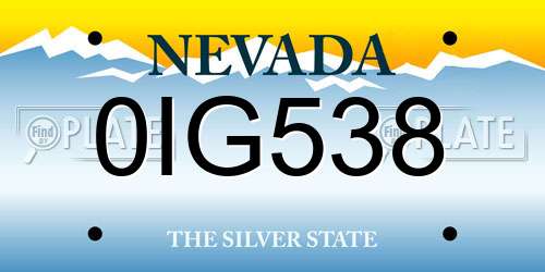 0IG538 Nevada License Plate