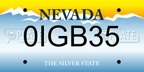 0IGB35 Nevada License Plate