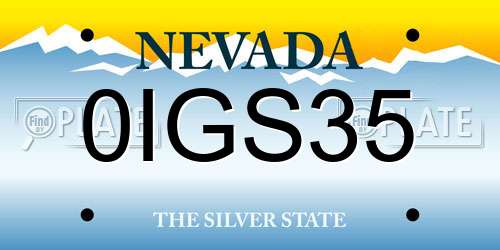 0IGS35 Nevada License Plate
