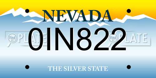 0IN822 Nevada License Plate