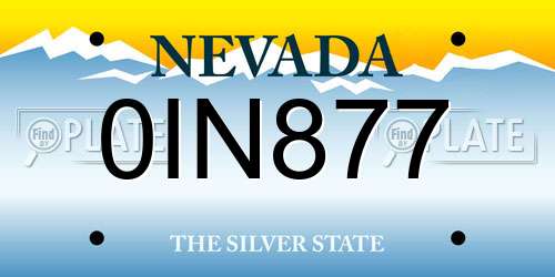 0IN877 Nevada License Plate
