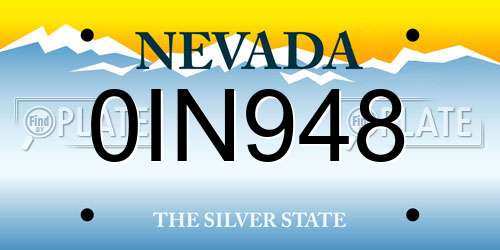 0IN948 Nevada License Plate