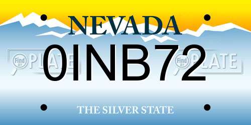 0INB72 Nevada License Plate