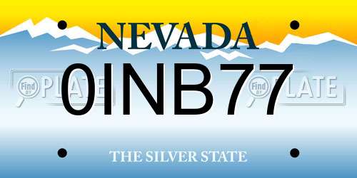0INB77 Nevada License Plate