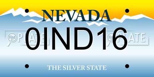 0IND16 Nevada License Plate