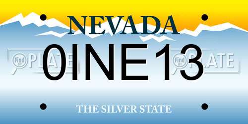 0INE13 Nevada License Plate