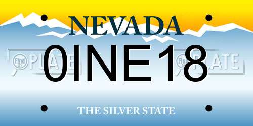 0INE18 Nevada License Plate