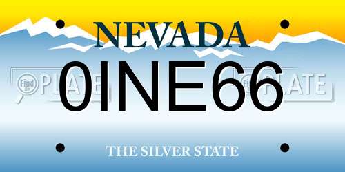 0INE66 Nevada License Plate