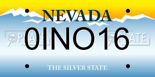 0INO16 Nevada License Plate