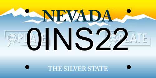 0INS22 Nevada License Plate