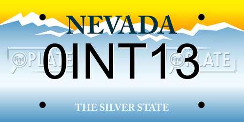 0INT13 Nevada License Plate