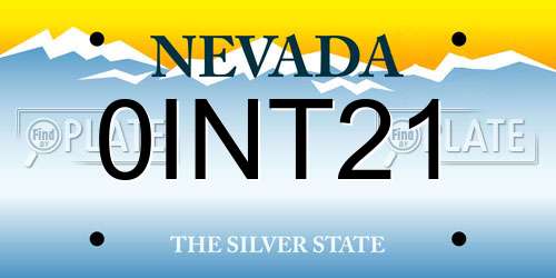 0INT21 Nevada License Plate