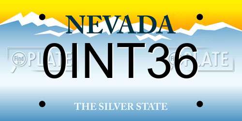 0INT36 Nevada License Plate