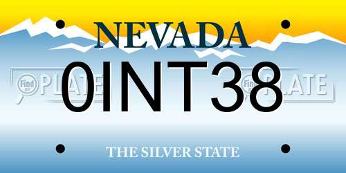 0INT38 Nevada License Plate