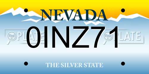 0INZ71 Nevada License Plate