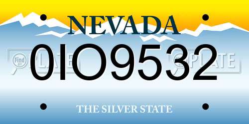 0IO9532 Nevada License Plate