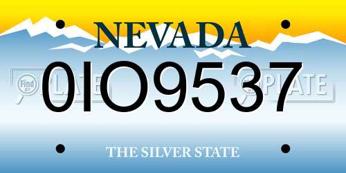 0IO9537 Nevada License Plate